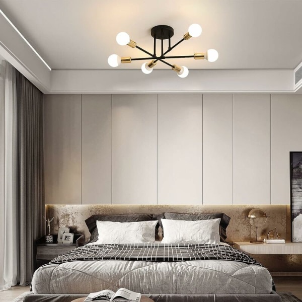 Modern taklampa, vintage med 6 lampor, industriell ljuskrona E27 taklampa  för kök i vardagsrum, sovrum, Indo 929d | Fyndiq