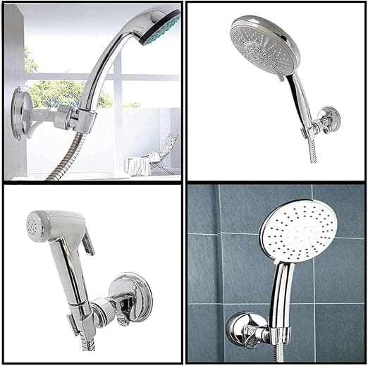2-delad Silver Sugkopps Duschhållare, 360° Rotationsbar, Hög