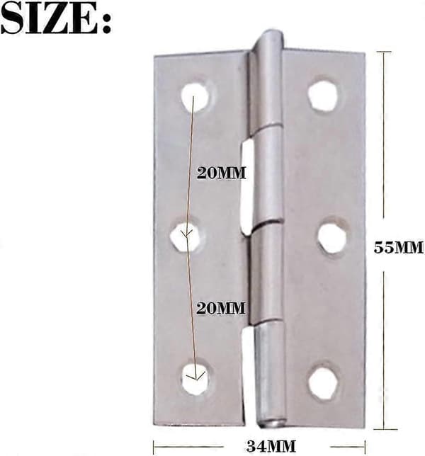 10 stk. rustfrit stål hjem møbel hardware dørhængsel lang 55mm x 34mm