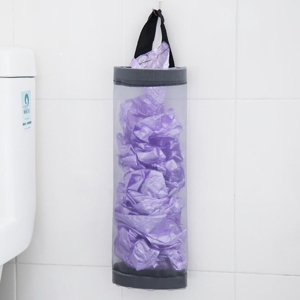 2 stk. Plastposeholder, dispensere, affaldssækkeholder Genbrugsbeholdere Mesh Hængende Opbevaringsdispensere Hængende Folde Mesh Affaldspose Organiser Grey