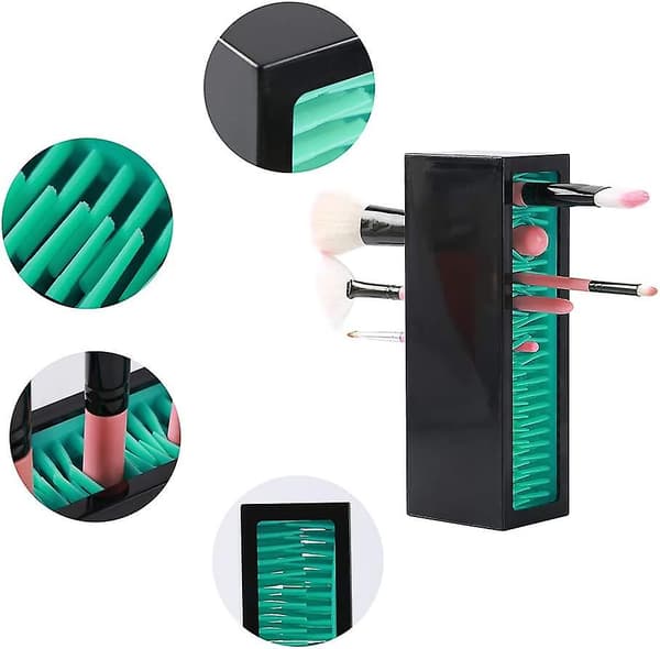 Makeupbørsteholder Organizer, Silikon Vanity Lufttørrende Stativ Display Opbevaring Til Børste, Eyeliners Og Mere, Praktisk Kosmetikværktøj Beholder Black