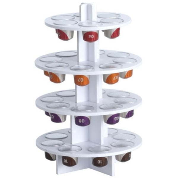 Kaffe Kapselholder Akryl Roterende Kapselholder Kaffe Oppbevaring Kapselholder, (1021WH Hvit Kake Type Kaffe Kapsler