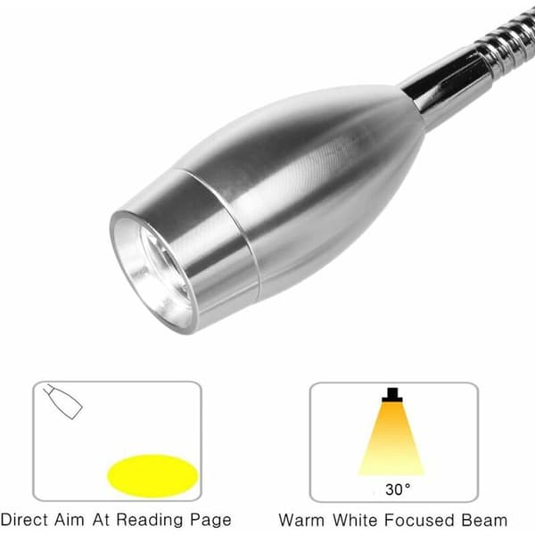 2 stk LED-spotlight, 3W rør overflatemontert spotlight komplett sett med bakgrunnsvegglamper varmt lys med bryter, sølv