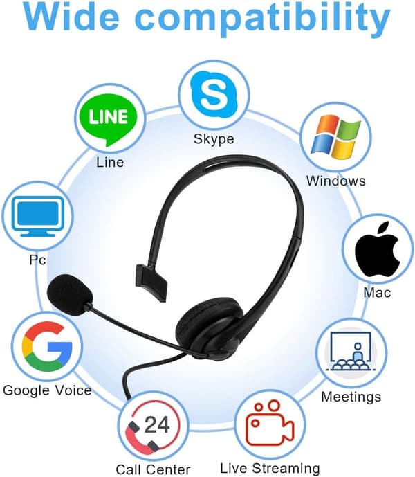 1 st USB-headset med brusreducerande mikrofon, USB-trådbunden