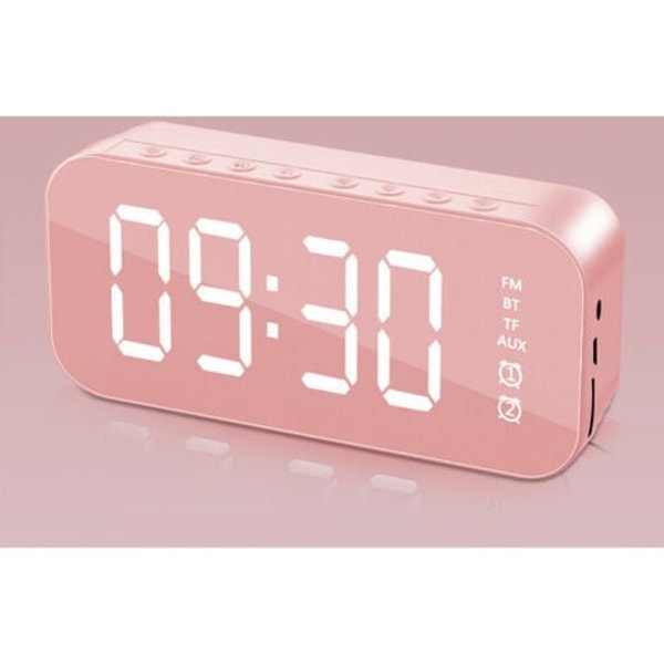 Multifunktionell LED-digital väckarklocka, rosa Bluetooth-högtalare