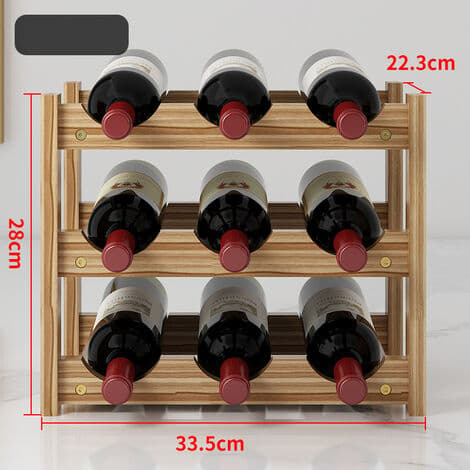 Viinipulloteline Vaakuna, 3 Tasoa 9 Pullolle Puinen Viinipulloteline Mitat 33,5x22,3x28 cm Pulloteline P