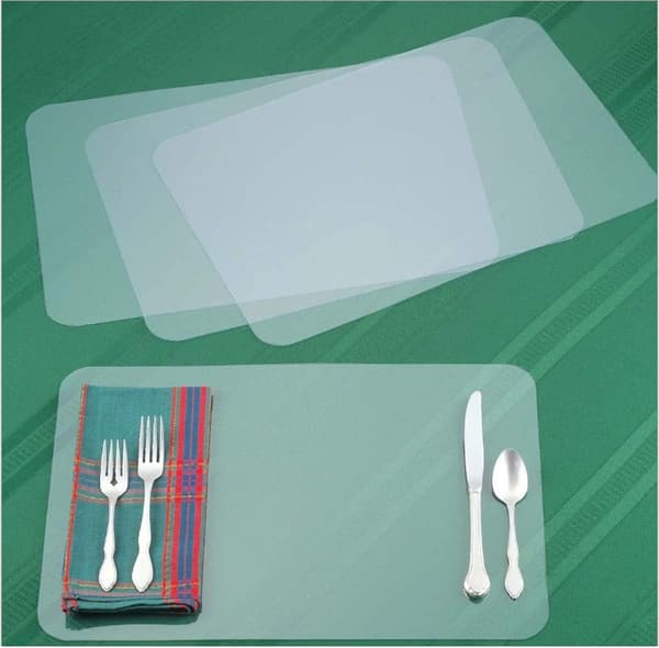 12 st (43X28cm) - Transparent Plast Placemat för Barn Kök