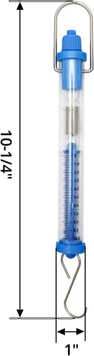 Sett med 5 stk transparente sylinderformede fjærdynamometre