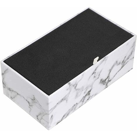 Rektangulär PU-läder Dispenser Vävnadslåda, för Familj, Kontor, Tablett (Vit Marmor) 24x12x9cm