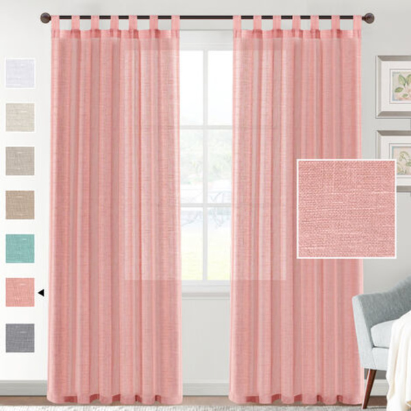 52*84 tommer linnedblanding gennemsigtig have vandtæt gardin pink