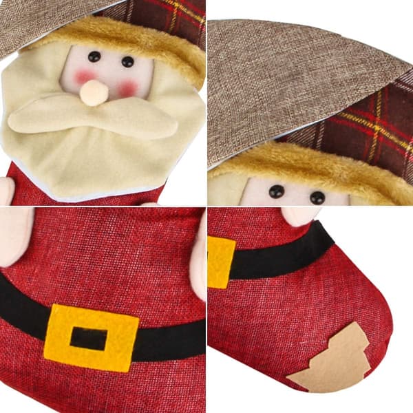 Julstrumpa, 46 cm Set med 3 Tomte, Snögubbe, Ren, 3D