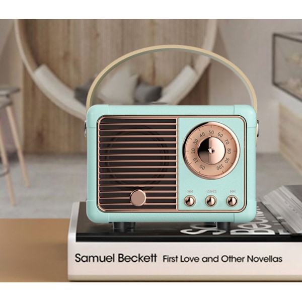 Retro bærbar lyd, nostalgisk mini Bluetooth-høyttaler (blå)