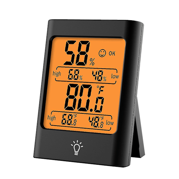 Digital Hygrometer Inomhus Termometer Temperatur Fuktighetsmätare Mini Väderstation Rums Termometer Med Touch Bakgrundsbelysning