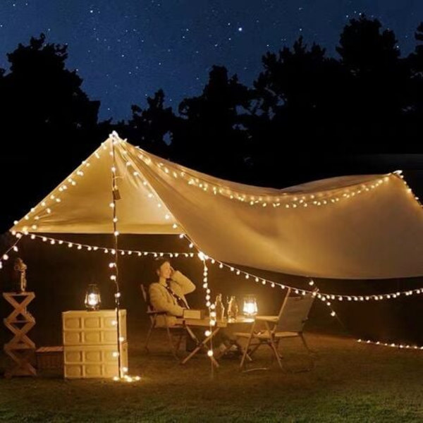 Utomhus Stämningsbelysning Camping Juldekoration Layout Födelsedagsbelysning med LED-lampor Varmvit 10m 80 Ljus - Batteri