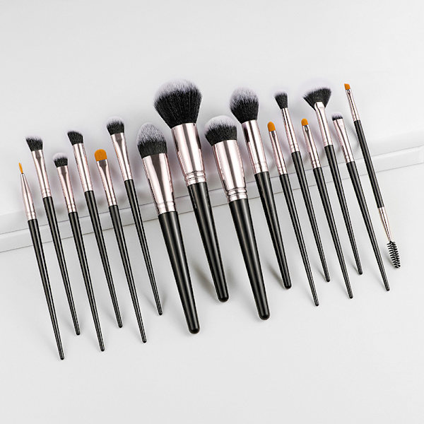 Sæt med 16 sorte makeup-børster,