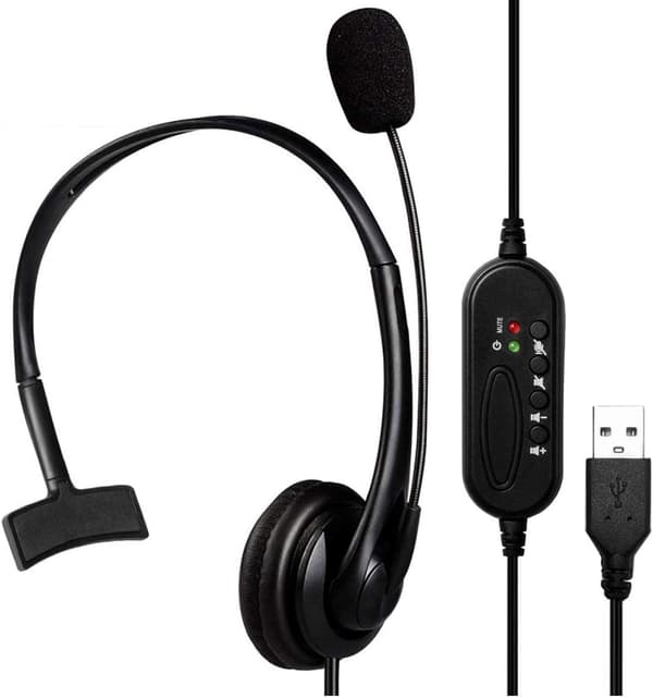 1 stk USB-hodetelefon med støydempende mikrofon, USB-kabel