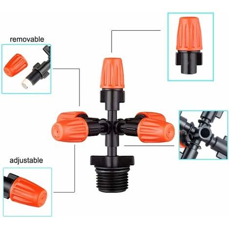 Pieces Garden Sprayer 5 Head Automatic Greenhouse Watering Water Flow Adapter, Multi-Directional Atomizing Nozzle with 1
