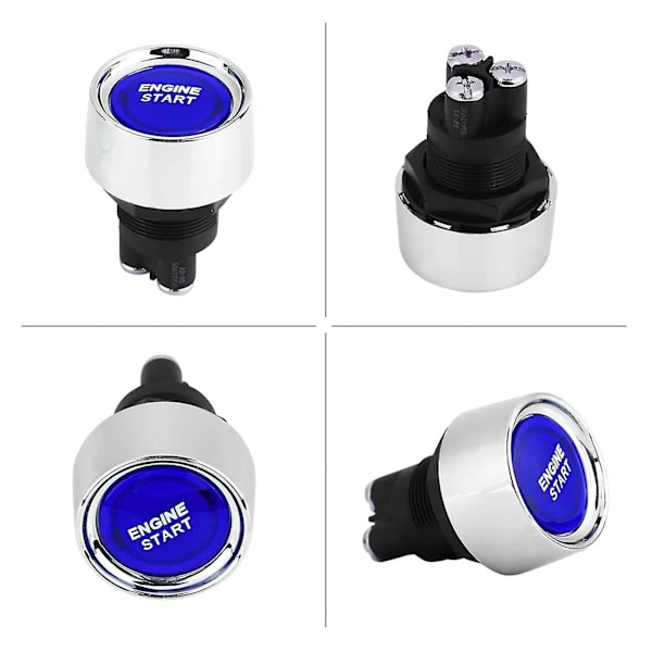 Rød LED Universal Bilmotor Start Trykknapkontakt Tænding Starter Kit 12v 24v