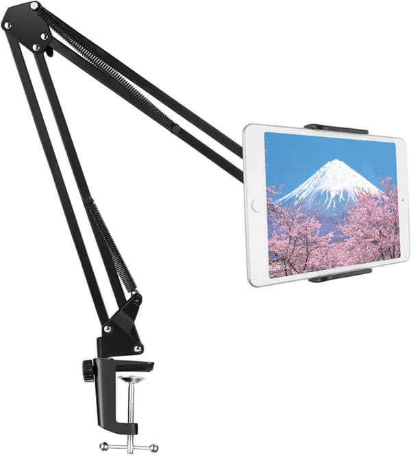 Tablettarmstativ, Nintendo Switch-stativ med robust aluminiumarm för iPad, iPad Air, iPhone X, iPhone 8/7, Samsung Galaxy