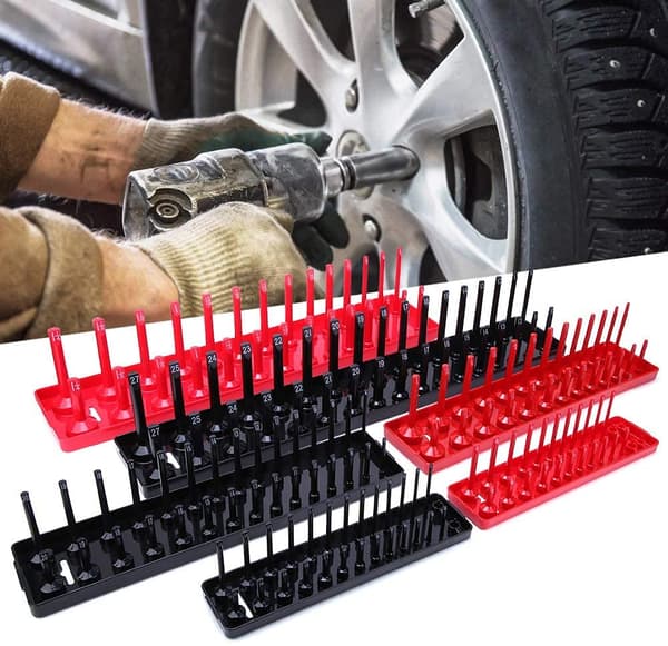 6-pack Metric/Tum Socket Hållare Multifunktionell Plast Socket Organizer Socket Hållare Organisatör Socket Förvaringshållare Fack,