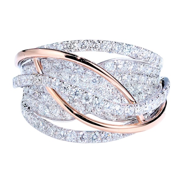 Kvinnors Ring Kontrastfärg Glimmande Vridet Rhinestone Inlagt Bröllopsring Kvinnligt Smycke US 6
