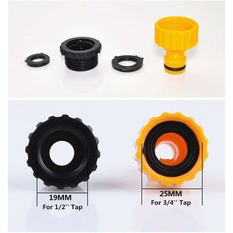 Plast 3/4'' og 1/2'' BSP 2i1 Slangehane Gevindet Flowhane Tilslutning Gevindet Haneadapter 2-pak