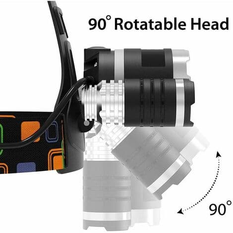LED Hodelykt, 4 Lysmoduser, 6000 Lumen Lommelykt, 4 Lysmoduser, 18650 Oppladbare Hodelykter, Vanntett Hjelmlys