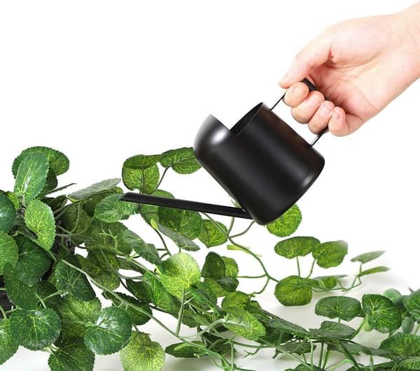 300ML Vandkande i Metal med Lang Tud - Rustfrit Stål (Sort)