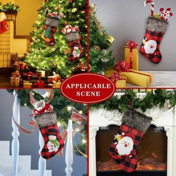 Paket med julstrumpor - Stora 18\" julstrumpor Julgranspynt med tomte, snögubbe, ren - Present St