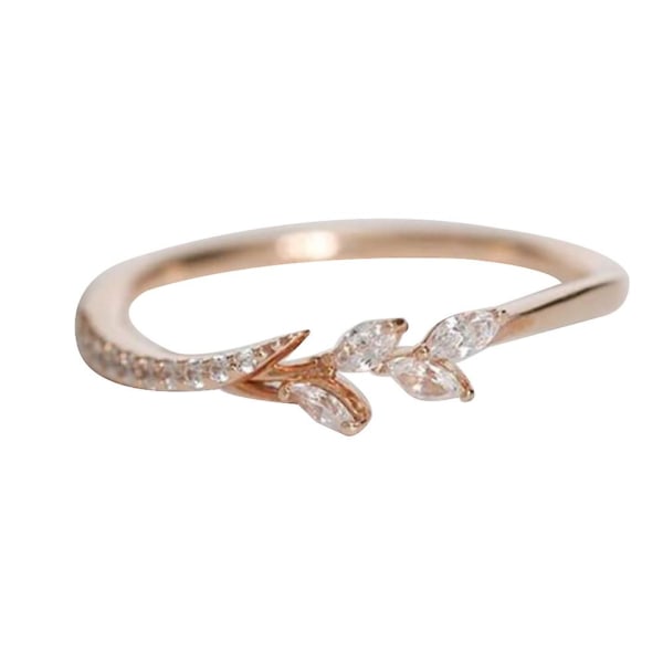 Mode Kvinder Blomster Cubic Zirconia Finger Ring Bryllup Forlovelses Smykker Gave Rose Gold US 5