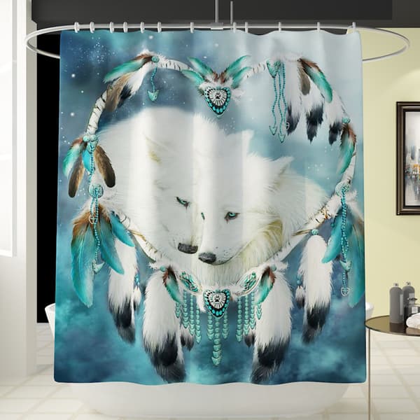 Fox Feather Print Toalettgulvmatte Firedelt Badteppesett, A1,
