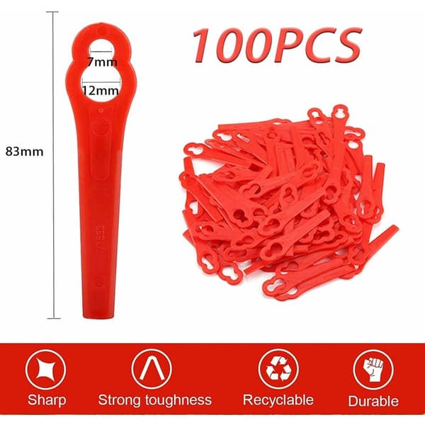 100 stk. Plastik Græs-Klippere Blade Røde Blade til Græs og Have