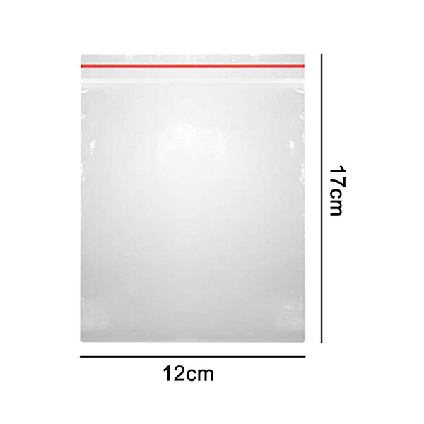 12 x 17cm 100 stk Tykke Gjennomsiktige Plastposer Holdbare Gjenlukkbare Glidelåsforsegling Emballasje Klær T-skjorte Sko Leke Glidelåsposer