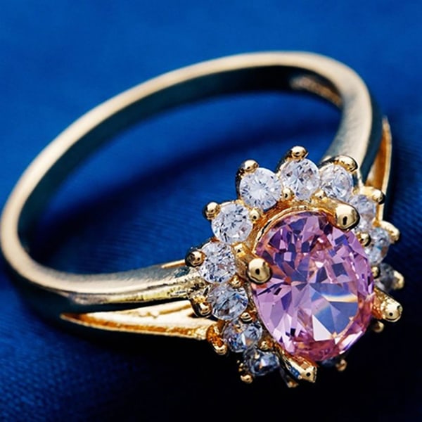 Bröllopsring Fint utförande Smycken Present Kvinnor Elegant Rhinestone Finger Ring For Prom Purple Size 5