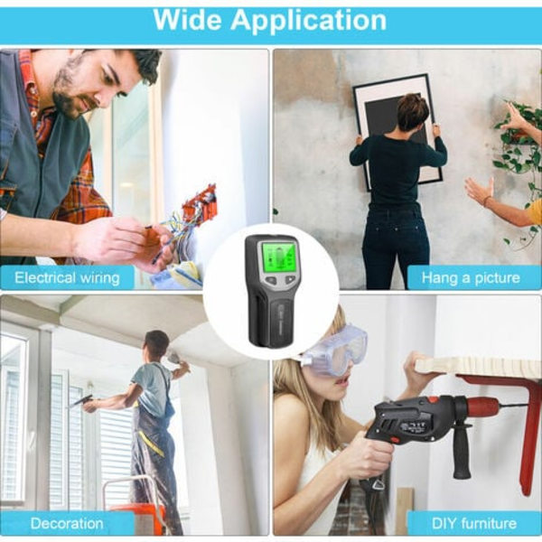 Stud Finder med 1 Sensor, Smart Mikroprocessorchip og HD LCD-Skærm, Stud Sensor Strålefinder til Center og Kant af Træ