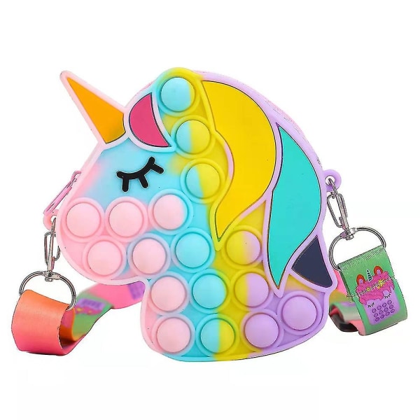 Flickvän Unicorn Push Bubble Pennfodral Pop It Sensoriskt Fidget Leksak Present