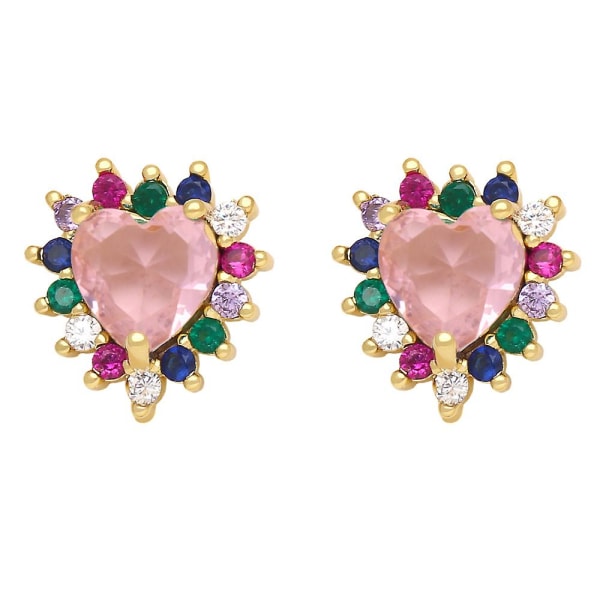 Örhängen Vintage Zircon Hjärta Stud Fashion Smycken Ac10156 Pink