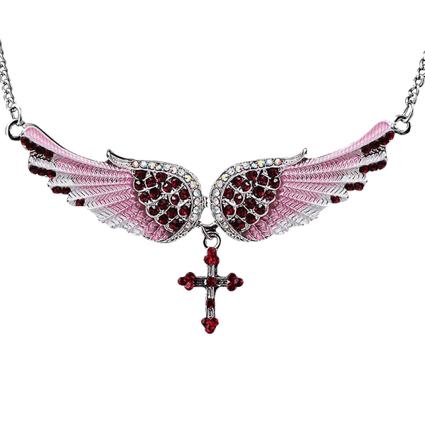 Angel Wing hänge halsband Diamond Wing Cross lång tröja kedja halsband