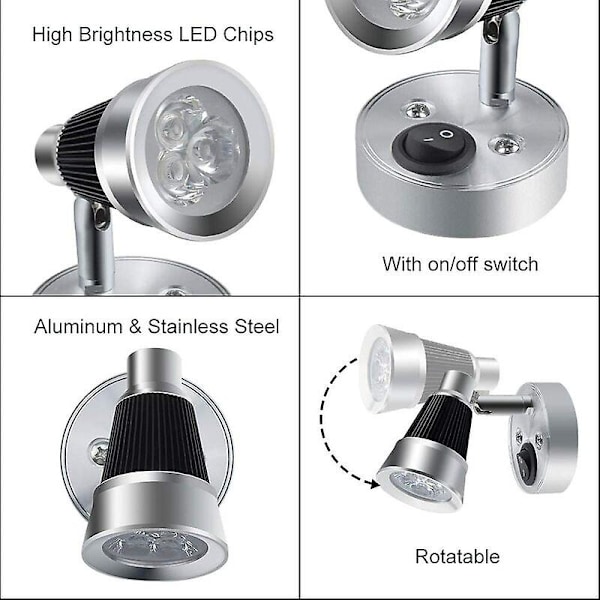 12v LED RV-læselampe, 3w RV-læselampe RV-spotlight væglampe til RV indendørs
