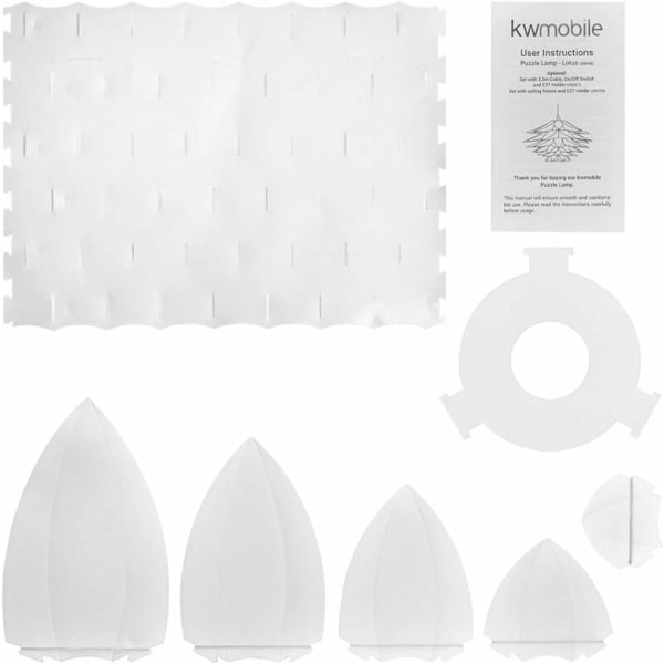 Pussel Hängande Lampskärm Lotusblomma DIY Taklampa Vit Pussel Chandelier Skärm 45Cm Vardagsrum Café Vila
