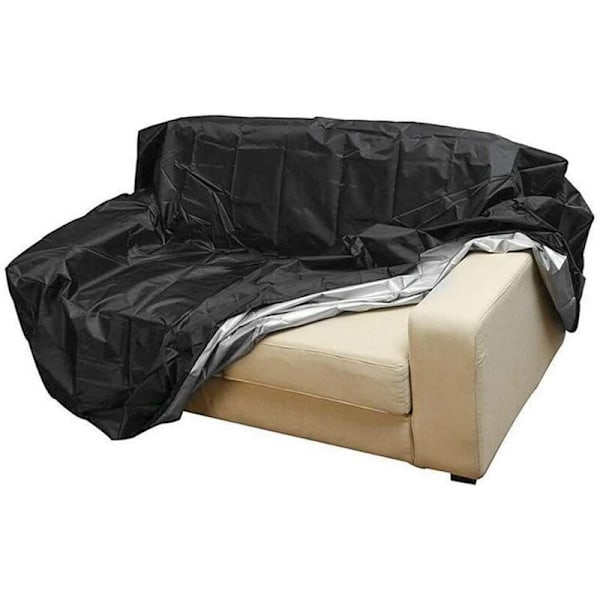 Utomhus Recliner Stolskydd Dammskydd Hem Stolskydd (210D Utomhus Svart Silver Inomhus 2 Sits),