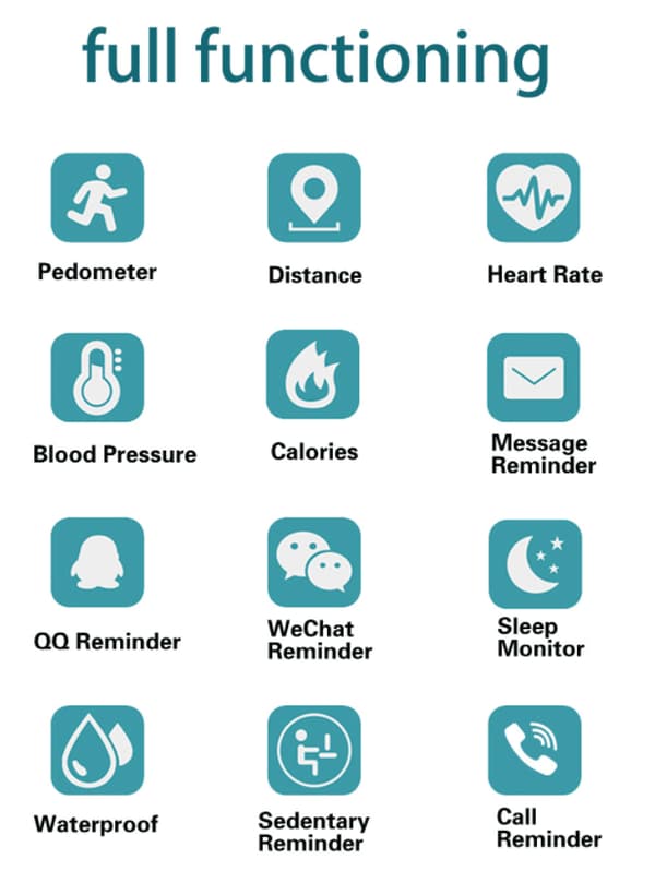 Smart Bluetooth Armbånd, Trening, Hjertefrekvens, Blodoksygen, Blodtrykk, Skritteller, Søvnhelseovervåking (Rosa)
