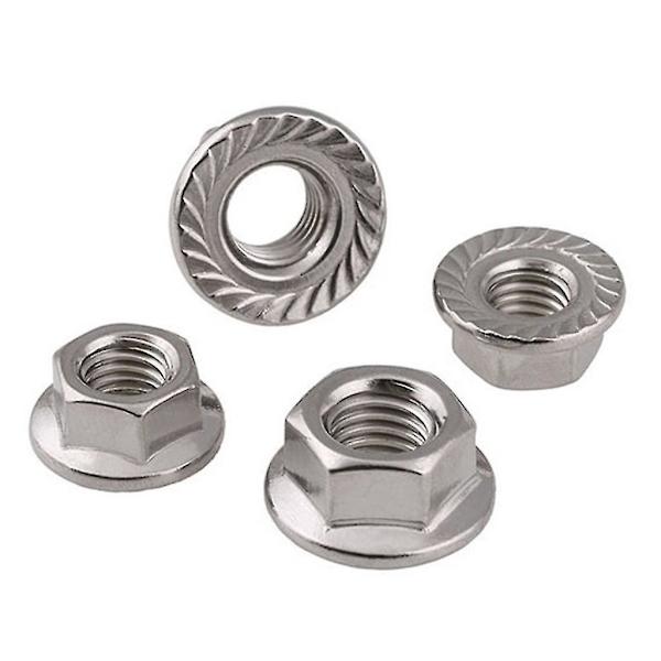 10 st Serrated Hex Flangmuttrar Blank Yta Hex Lås Muttrar (m5/m6/m8) M6
