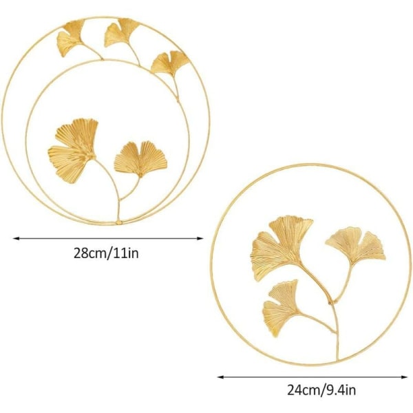 ins luksus letvægts metal vægdekoration (enkelt rund + dobbelt rund ginkgo blad) til bolig- og havedekoration