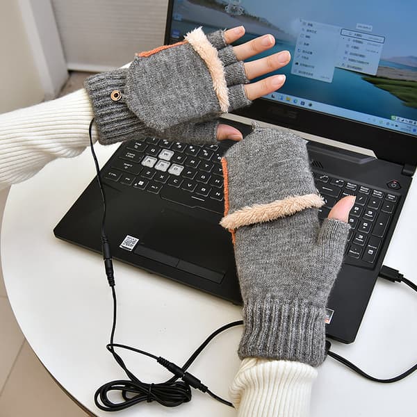 USB Opvarmede Handsker, Vinterhandsker Mænd Kvinder Strikkede Opvarmede