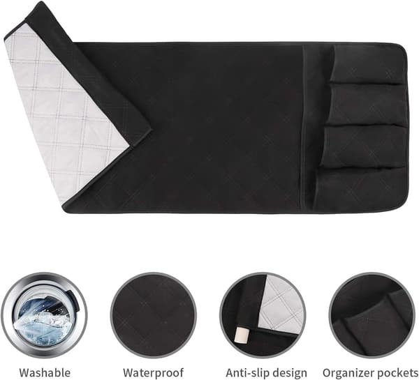 1 sort sofa armlæn skrivebordslommer sæde hængende poser doven
