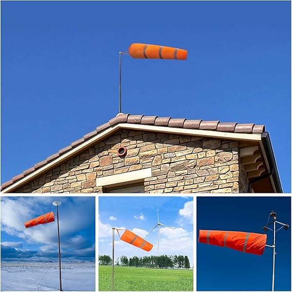 0,8 m orange-röd reflekterande vindstrut, flygplats vindtätt rep