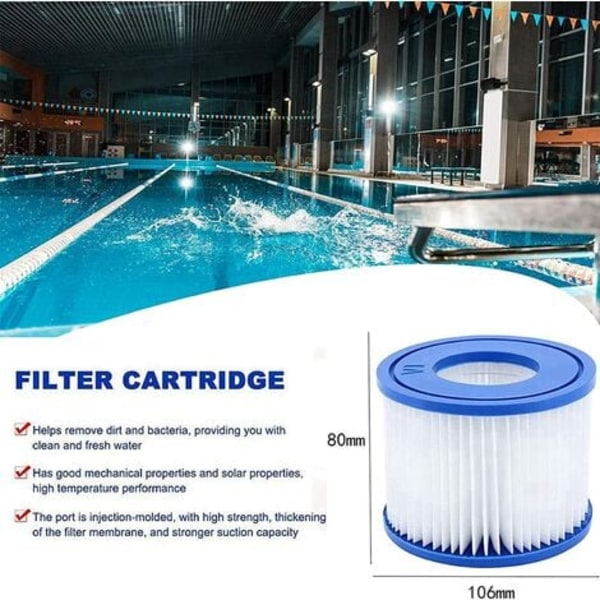 Simbassängfilterpatroner för Bestway VI för Lay-Z-Spa Miami, Set med 4 filter, Simbassängrengöringsfilter Filt