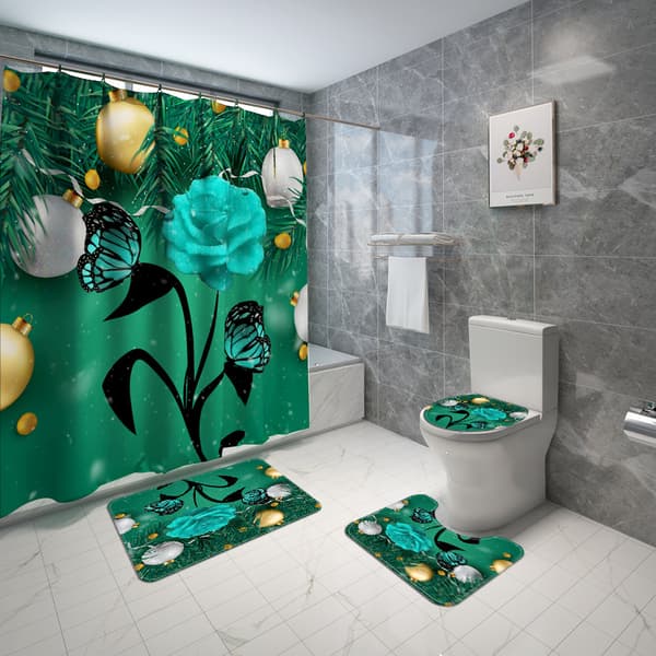 Juleblomst Toiletgulv Tæppe Sæt af Fire Kombination Gulv