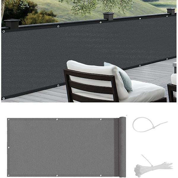 Sekretesskydd för balkong, vindskydd, ogenomskinligt UV-skydd, väderbeständigt, 90x400cm, antracit